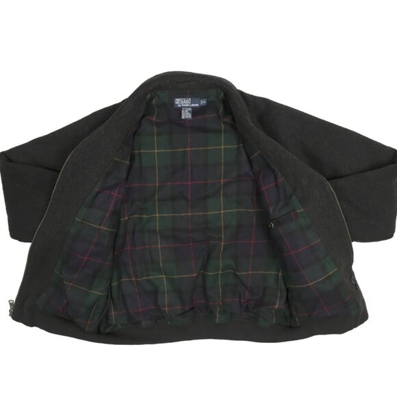 NEW Vintage Polo Ralph Lauren Wool Bomber Jacket!  M  Gray Heather  Plaid Lining - Picture 2 of 2